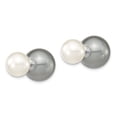 thumbnail image 2 of Sterling Silver Majestik Rhodium-plated 10-11mm & 14-15mm Imitation Shell Pearl Grey/Wht Earrings, 2 of 3