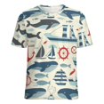 thumbnail image 5 of Nautical Whales & Ships Women's Short Sleeve T-Shirt Crew Neck Casual Summer Trendy Loose Fit Tops, 5 of 7