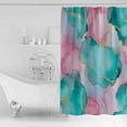 thumbnail image 2 of Pink Teal Shower Curtain Set ，Waterproof Fabric Shower Curtains Green Marble Abstract Cracks Stone Modern Art Shower Curtains for Bathroom,Bathroom Decor 36"x72", 2 of 6