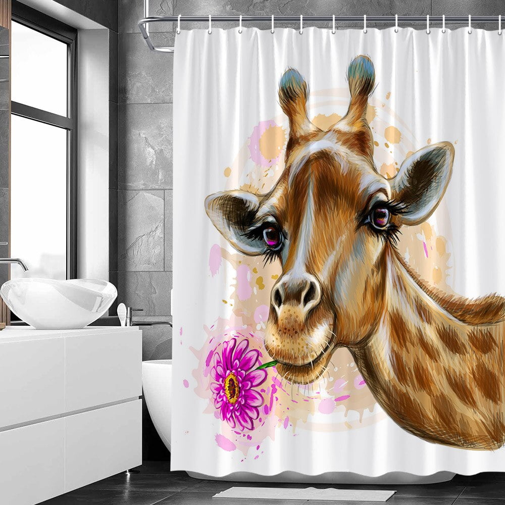 Farm Animal Shower Curtains Gray Bathroom Decoration Fabric Windmill