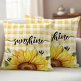 thumbnail image 2 of Sunflowers Outdoor Pillow Covers 20x20 Set of 2,Waterproof Patio Throw Pillowcase Protectors,Yellow Plaid Sunshine Vintage Country Bee Decorative Pillow Shams Cushion Covers for Seat Bed Couch Sofa, 2 of 8