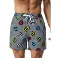 thumbnail image 1 of LUXUR Men Boardshorts Mid Waist Swimsuit Drawstring Ribbed Beach Pants Leaves Print Hot Spring Black S, 1 of 8