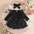thumbnail image 2 of Vividxx Newborn Girls Long Sleeve Holiday Party Floral Dress Dance Party Dress Headbands Set O-Neck Versatile Sundress, 2 of 4