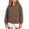 thumbnail image 2 of Lutiedan Girls Leopard Print Hoodie Oversized Fleece Fall Winter Hooded Sweatshirts Long Sleeve Casual Pullover Top Size 3-13,Coffee, 2 of 5