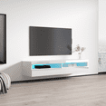 thumbnail image 3 of Fly Type-35 Floating TV Stand for TVs up to 70", Modern High Gloss 63" Entertainment Center, Wall Mounted TV Media Console with Storage Cabinets and LED Lights, 3 of 5