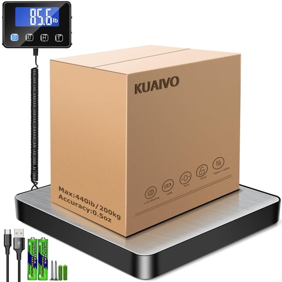 Báscula de envío KUAIVO 200 kg/10 g con pantalla LCD con función de retención/tara