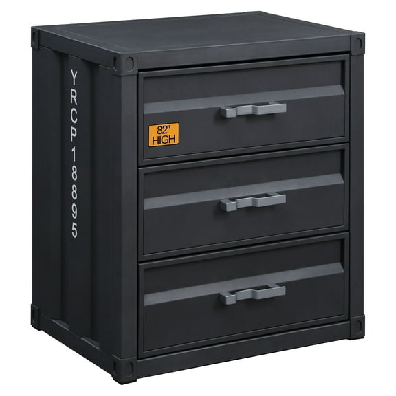ACME Cargo Container Style Rectangular 3-Drawer Metal Chest in Gunmetal Metal