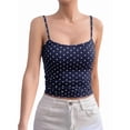 thumbnail image 3 of Women'S Cute Cropped Tank Tops Summer Polka Dots Y2K Going Out Basic Sleeveless Camisole Shirts Dark Blue M, 3 of 9