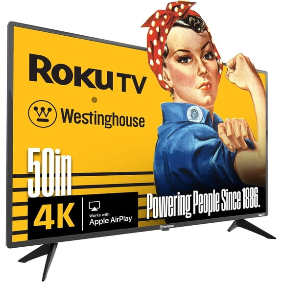 Restored Westinghouse 50" Smart ROKU TV, 4K UHD Flat Screen, Wi-Fi, Bluetooth WR50UE4520