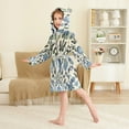 thumbnail image 4 of FORMRS Niños Bathrobe Unisex Hooded Robe Soft Plush Pajamas Sleepwear, Size 2-3T, Blue Floral, 4 of 7
