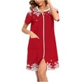 thumbnail image 2 of Wowcloth Woman's Christmas Nightgown, Relaxed Fit with Short Sleeves, Cozy Loungewear for Holiday Comfort and Home Relaxation, 2 of 8