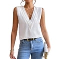 thumbnail image 5 of Sleeveless Tops for Women Summer Triple V-Neck T Shirts Business Office Blouse White XXXL, 5 of 10