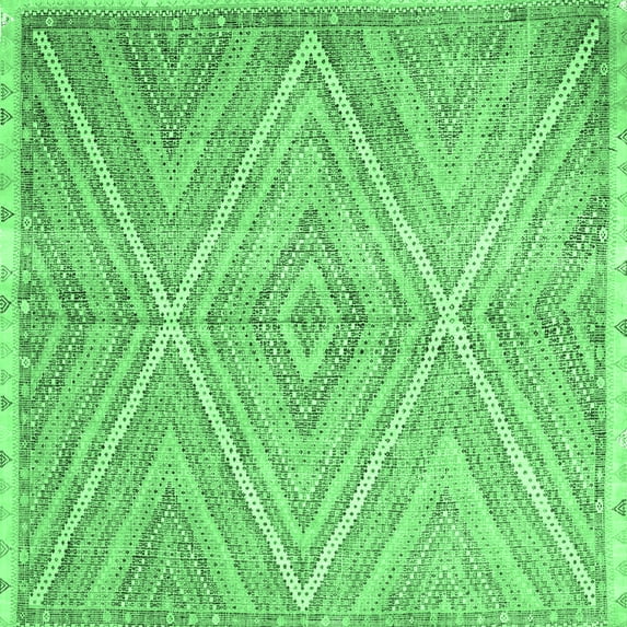 Ahgly Company Indoor Square Abstract Emerald Green Contemporary Area Rugs, 5' Square