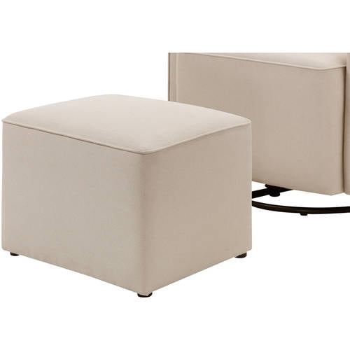davinci olive upholstered swivel glider with ottoman in cream