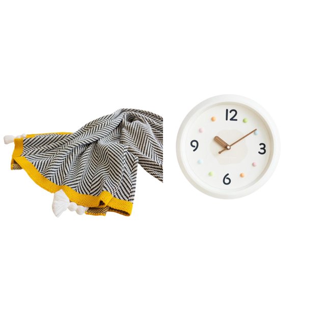 Manta De Punto A Rayas, Suave Y Cálida, Estilo Rústico, Para Dormitorio, Sofá, Cama, Silla, Reloj De Pared Moderno, Redondo, Silencioso, Con Números Grandes, Decorativo Para El Hogar, La
