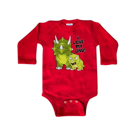 

Inktastic I Love my Dad with Baby and Daddy Triceratops Gift Baby Boy or Baby Girl Long Sleeve Bodysuit