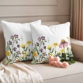 thumbnail image 2 of Spring Wildflowers Pillow Covers 2 Pack Summer Country Style Plants Leaf Flowers Pillowcase Waterproof Outdoor Throw Pillow Cover for Patio Garden Square Cushion 16”x16”, 2 of 9