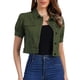thumbnail image 1 of CHAQUETAS CASUAL PARA MUJER INSPIRE CHIC, CHAQUETA DE JEAN CON BOTONES Y MANGAS ABULLONADAS, CROP, COLOR VERDE OLIVA, 1 of 5