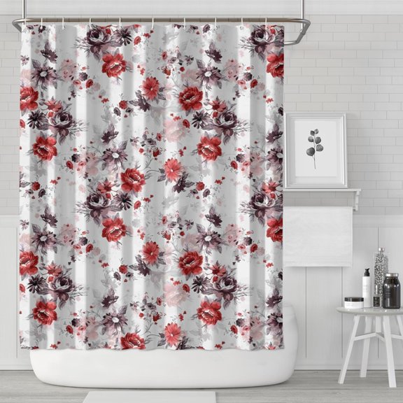 Pioneer Flower 72x84in Shower Curtain,Bathroom Decorative Shower Curtains Set with 12 Hooks,Modern Waterproof Washable Shower Curtain