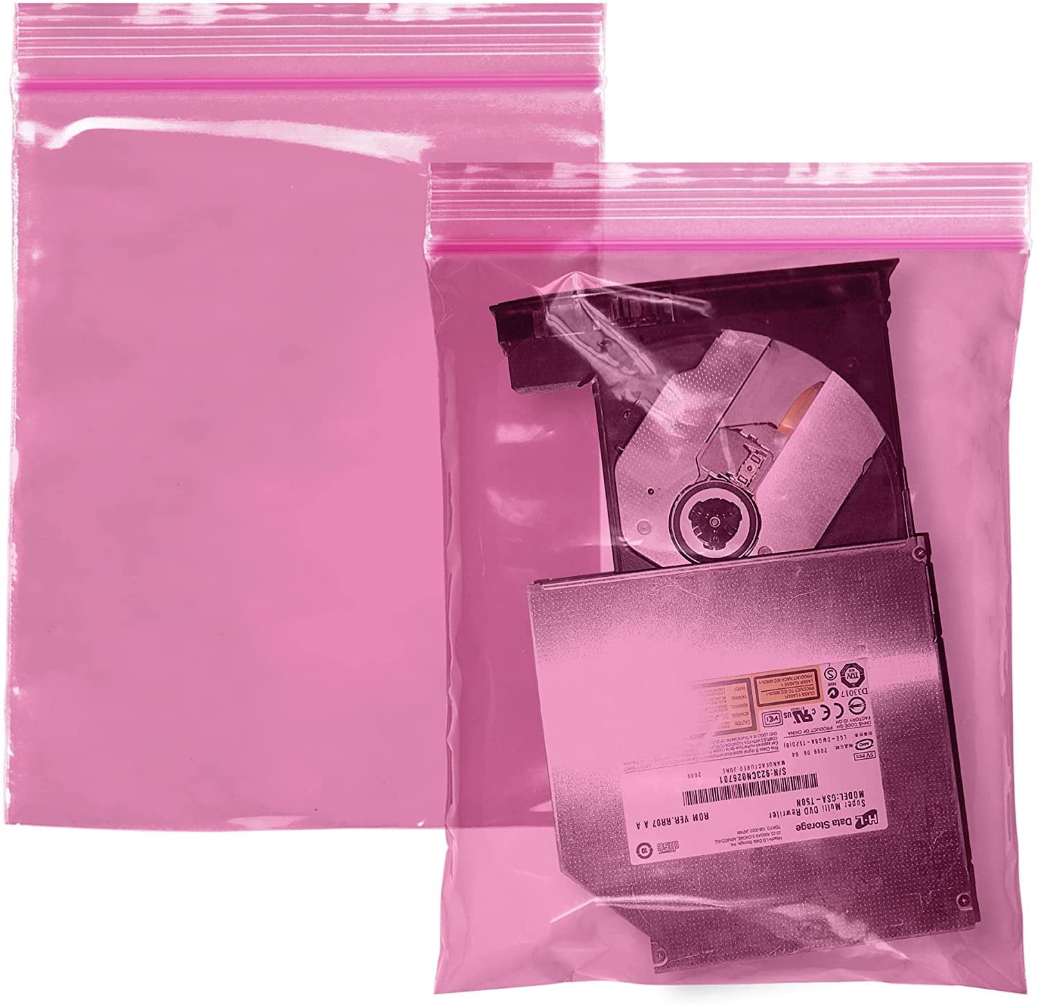 AMZ Supply Pink AntiStatic Seal Top Bags 8 x 10 Zip Locking Bags 4 Mil