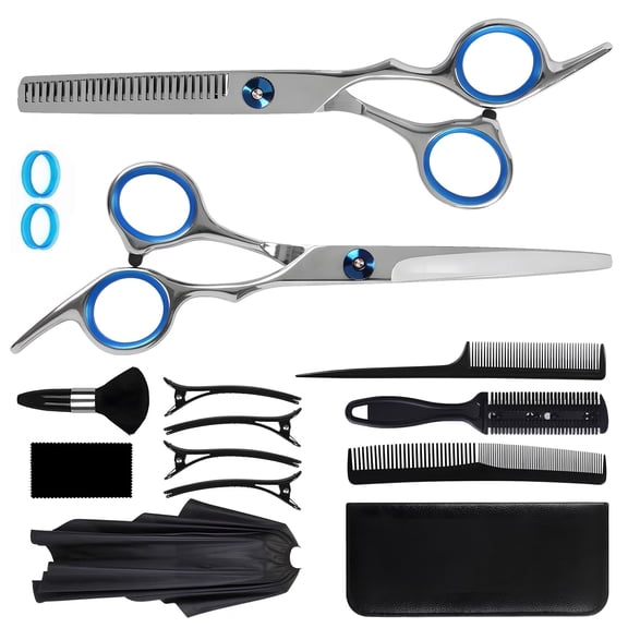 Hair Scissors Professional,Thinning Shears for Hair,14 Pcs Hair Cutting Shears Kits,Haircut,Thinning Scissors,Neck Duster Brush,Comb,Barber Cape,Hair Clips