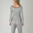 thumbnail image 5 of Lounge Women's Long Sleeve Pajama Set with Decorative Bows and Soft Wide Leg Pants - X Large, Gray, 5 of 7