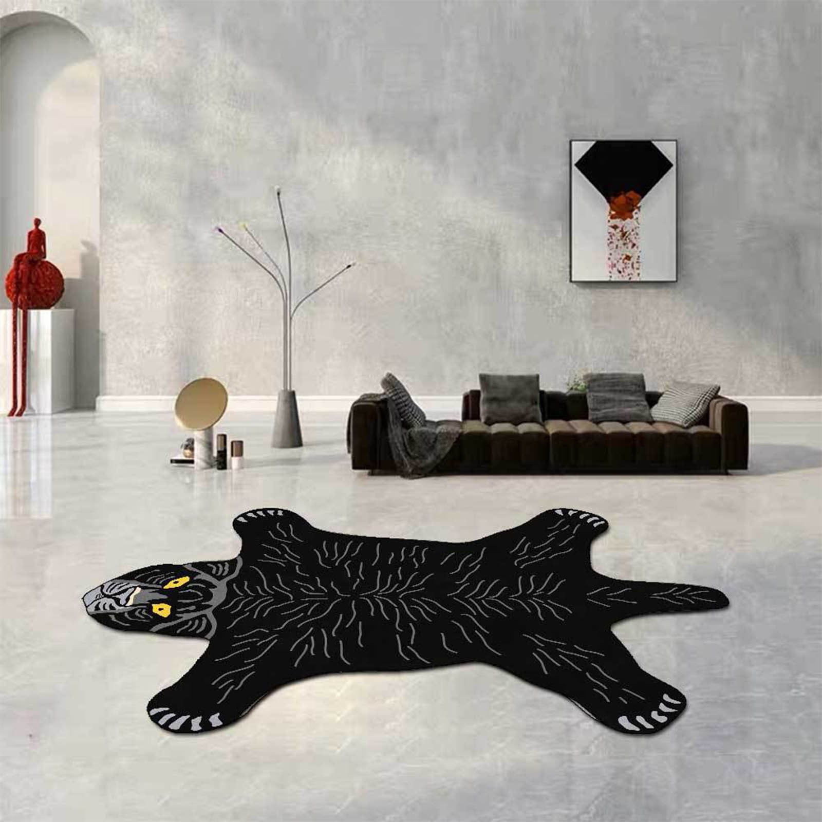Camnix Tiger Shaped Rug Bath Mat Tiger Bathroom Rug Non-Slip Door Mat Animals Printed Area Rug Carpet Small Home Decor Mat Playmat Bathroom Shower Rugs, 35.4x23.6inch