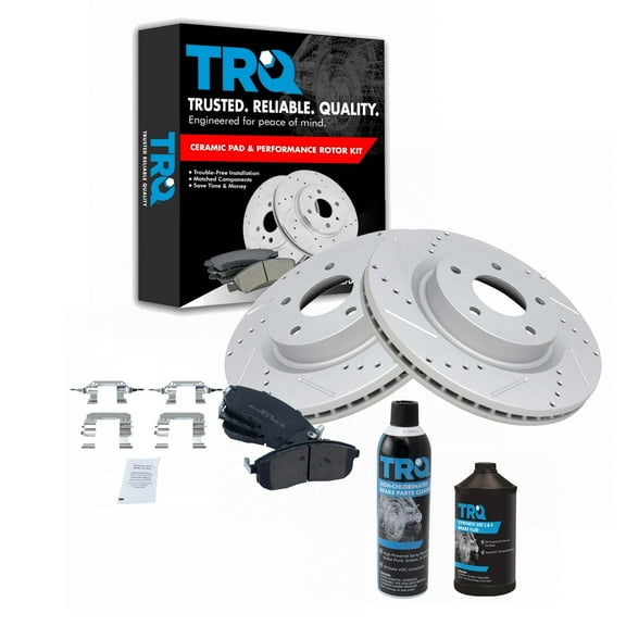 TRQ Front Performance & Brake Rotor & Metallic Pad Kit w/Chemicals BKA16890 Fits select: 2007-2012 NISSAN ALTIMA, 2013 NISSAN ALTIMA 3.5S/3.5SV/3.5SL