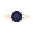 thumbnail image 2 of 3.0ct round cut blue sapphire 18k rose gold Bridal Wedding Engagement Promise Anniversary Ring for Women size 9.25, 2 of 7