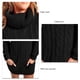 thumbnail image 5 of Vestido casual de punto de ochos Cuello alto Manga larga con bolsillo Vestido suéter suelto para mujer Negro L, 5 of 6