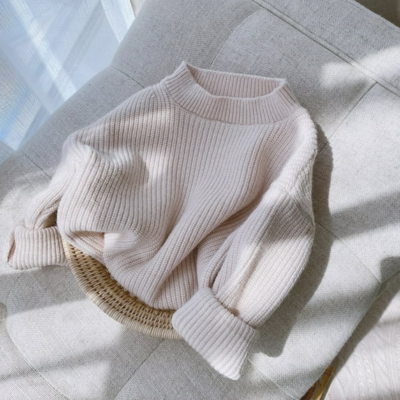 GYRATEDREAM 6M-6T Baby Unisex Fall Winter Crewneck Pullover Sweater Solid Color Knit Tops