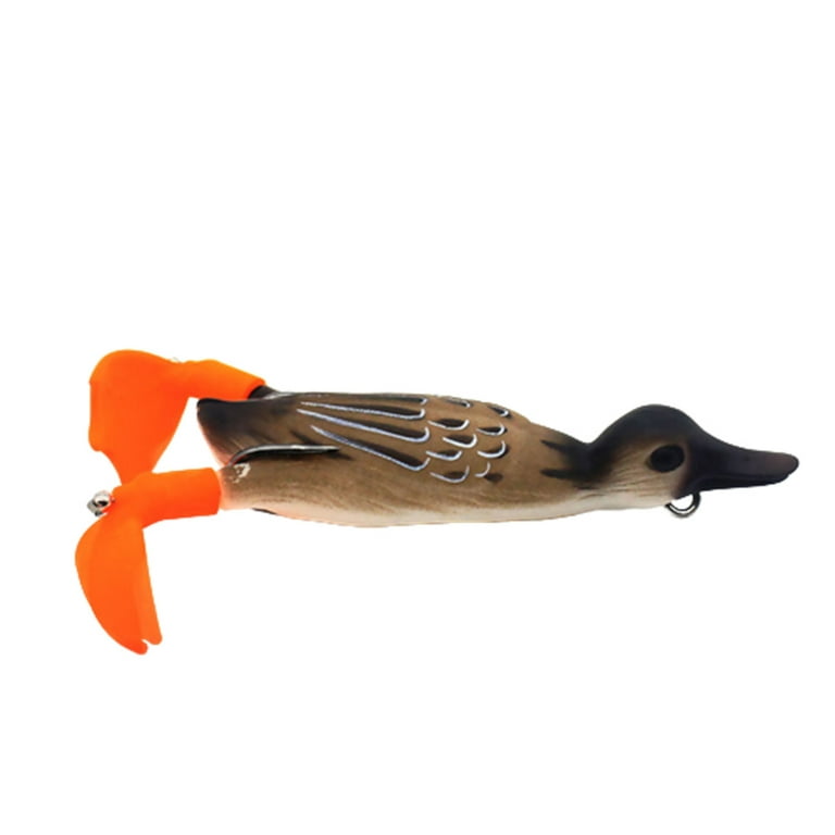 3D Duck Topwater Fishing Lure Plopping and Splashing Feet Soft Fishing  Tackle Duckling Floating Artificial Bait 360° Rotating Flippers for Fishing