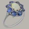 thumbnail image 2 of LBG British Made 18k White Gold Natural Opal & Sapphire Womens Engagement Ring - 33 size options - Size 9.75, 2 of 6