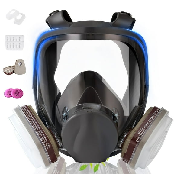 Pomerol Reusable Full Face Respirator Gas Mask with 6001 & 2097 Activated Carbon Filter