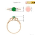 thumbnail image 4 of ANGARA Natural Classic Prong Set Round Emerald and Diamond Three Stone Ring in 14K Rose Gold for Women (Size-5mm) | May Birthstone, Anniversary, Jewelry Gift for Women | Natural Emerald Ring, 4 of 9