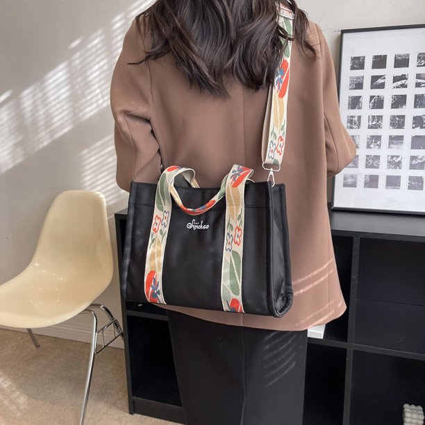Bolso de lona para mujer de gran capacidad, resistente al agua, bolso mensajero para trabajo y viajes con bolsa con cremallera