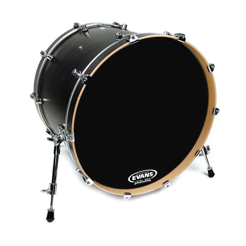 Evans EQ3 Resonant Black Bass Drum Head, No Port, 24 Inch