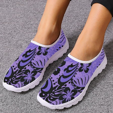 

Hawaiian Floral Print Loafers Comfortable Flat-soled Hibiscus Slip-ons For Women Tropical Plant a Shoes Mujer