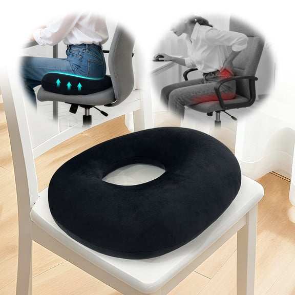 Pressure Relief Cushion for Buttocks, Donut Seat Cushion for Comfort, Ideal for Long Sitting, Post-Surgery Recovery, Pressure Ulcer Prevention Pad (Black)