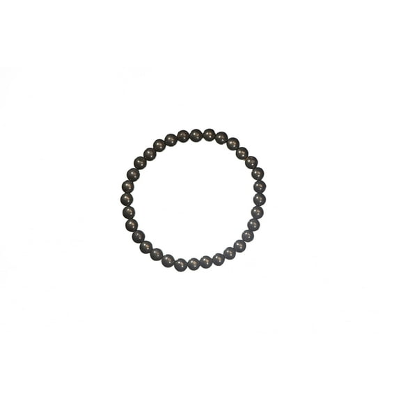 LTC Designs 6mm Shiny Round Pyrite Stretch Bracelet, 6.5" for Adults