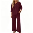 thumbnail image 5 of HAJWOH Two Piece Sets for Women 3/4 Length Sleeve Lounge Sets Vacation Travel Outfits Fashion Clothing, 5 of 5