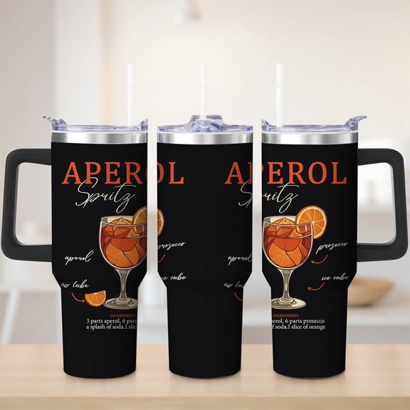 Aperol Spritz Stainless Steel Insulated Mug with Lid and Handle, 30oz