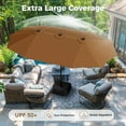thumbnail image 4 of Alpha Joy 15ft Extra Large Outdoor Patio Double-Sided Umbrella with Solar Lights & Umbrella Base, Tawny, 4 of 6