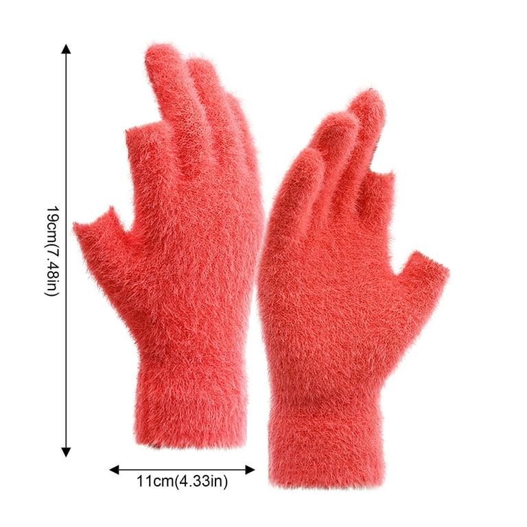 Winter Gloves Warm Running Hiking Fishing Windproof Slip Open Two Fingers  Writing Gloves Finger Screen Warm Gift For Men And Women 