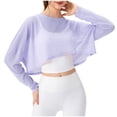 thumbnail image 2 of Qzwdhjm Womens Swimsuit Cover Up Long Sleeve Cropped Tops Coverups Lightweight Round Neck Flowy Bathing Suits Coverup for Summer Outdoor, 2 of 5