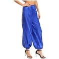 thumbnail image 2 of Eandarui Womens Halloween Desert Princess Pants Loose Bloomers Trousers Belly Dance Harem Pants Royal Blue XL, 2 of 7