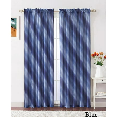 Blue Taffeta (Single (1) Blue Crushed Taffeta Window Curtain Panel: 55