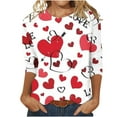 thumbnail image 2 of Fiudx Camisas para Mujer Blusa Holgada con Estampado de Pascua y Cuello Redondo Retro de Manga Tres Cuartos a La Moda para Mujer, 2 of 4