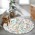 thumbnail image 3 of Round Rug 3.3Ft Washable Non-Slip, Teal Orange Eucalyptus Circle Area Rugs for Living Room Bedroom, Weeping Botanical Leaves Indoor Floor Mats Carpet Runner for Home Decor Aesthetic, 3 of 8