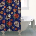thumbnail image 4 of Blue Skull Rose Flower Pattern Shower Curtain 36"x72" ,Bathroom Decorative Shower Curtains Set with 12 Hooks,Modern Waterproof Washable Shower Curtain, 4 of 6